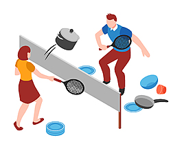 卡通情侶夫妻吵架矢量元素