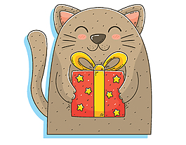 卡通招财猫礼物盒矢量元素