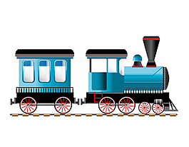 卡通蓝色玩具火车矢量元素