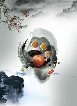 中国风茶海报背景素材