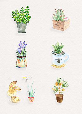 卡通植物盆栽免摳png裝飾圖案
