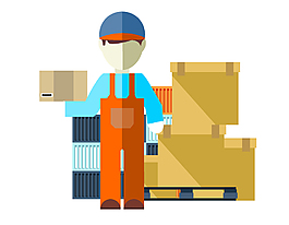 扁平化專業快遞人員矢量圖