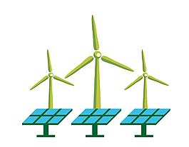 矢量環(huán)保風(fēng)力發(fā)電與太陽能發(fā)電元素