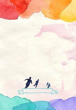 清新彩色手繪奔跑廣告背景