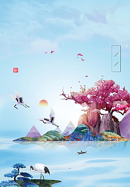 溫馨清新粉色桃花廣告背景