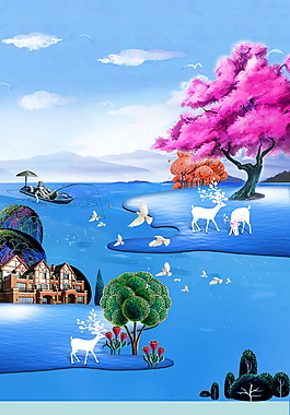 清新神秘森林廣告背景