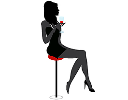 卡通美女端着酒杯优雅坐姿矢量元素