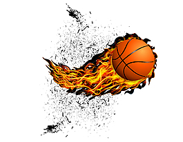 创意卡通篮球带火矢量元素