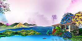 山谷幽静复古别墅横版背景故事