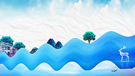 蓝色唯美意境地产海报背景