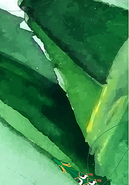 手繪卡通綠色水彩夏天背景