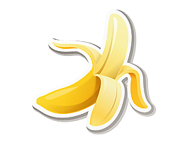 矢量手绘黄色香蕉