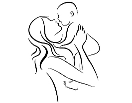 简约素描抱孩子的母亲矢量图