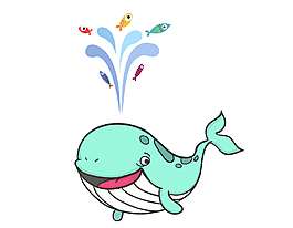 矢量手繪卡通鯨魚