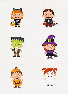 卡通手繪萬圣節裝扮人物素材