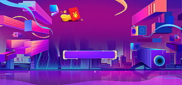 明艷方塊電商banner背景