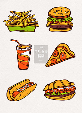 手繪食物插畫矢量