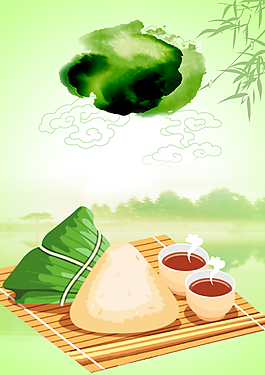 清新绿色粽子端午节海报背景