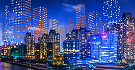 繁华城市夜景广告背景素材