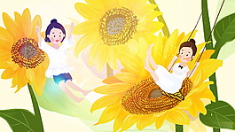 大氣向日葵夏季背景素材