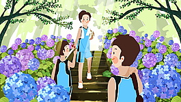 夏季公园晨练背景素材