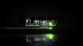 平直光线划过轮廓勾勒的logoAE模板