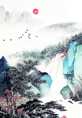中國風(fēng)山水意境裝飾背景