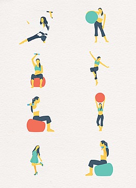 現代女性卡通運動