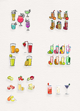 卡通手繪夏日繽紛png飲料元素