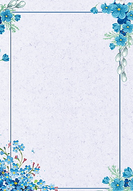 藍(lán)色鮮花邊框夏至背景素材