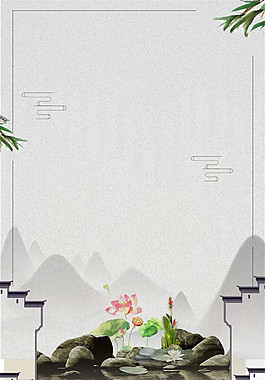 中國風(fēng)屋檐荷花海報(bào)背景設(shè)計(jì)