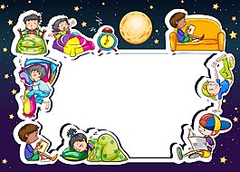 浪漫星空手繪兒童裝飾元素