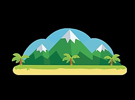 手绘卡通远山装饰素材