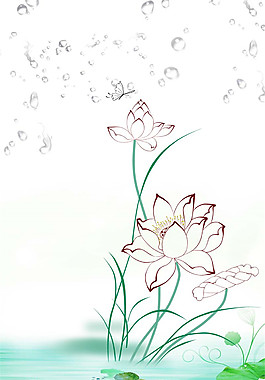 简易手绘花朵水珠夏至背景素材