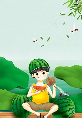 夏天来了小暑节气背景素材