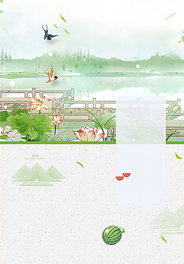 古典荷塘小暑節(jié)氣背景素材