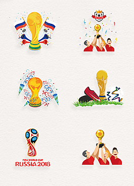 插画手绘足球世界杯奖杯png素材