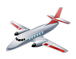 卡通银色客机飞机元素