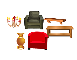 卡通簡約沙發電燈元素