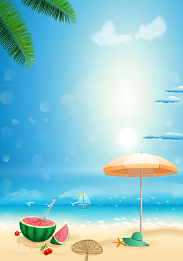 手繪卡通夏天背景