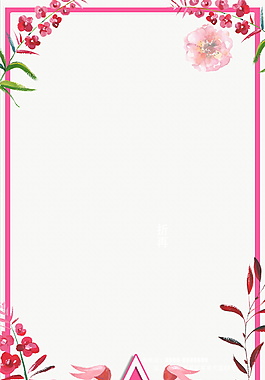 簡易粉色花枝邊框夏季促銷廣告背景素材
