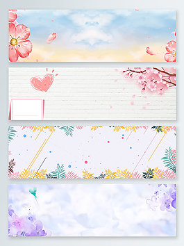 手繪花海夏日上新banner背景