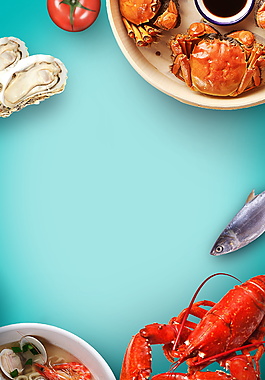 海产品海鲜吃货节广告背景素材