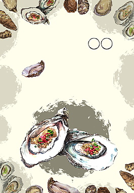 彩繪牡蠣海鮮吃貨節背景素材