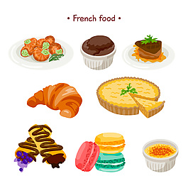 矢量法国面食食品素材
