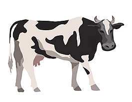卡通黑白奶牛元素