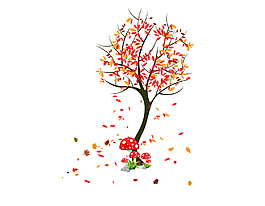 唯美紅色大樹元素