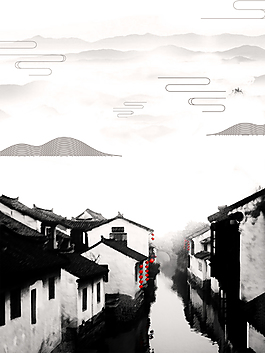 中國(guó)風(fēng)傳統(tǒng)山水風(fēng)景背景