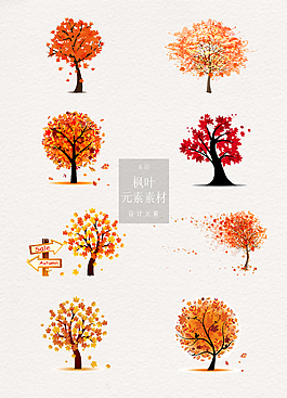 秋天枫叶树元素素材