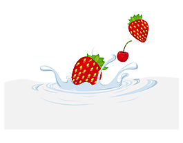 卡通小清新牛奶草莓元素